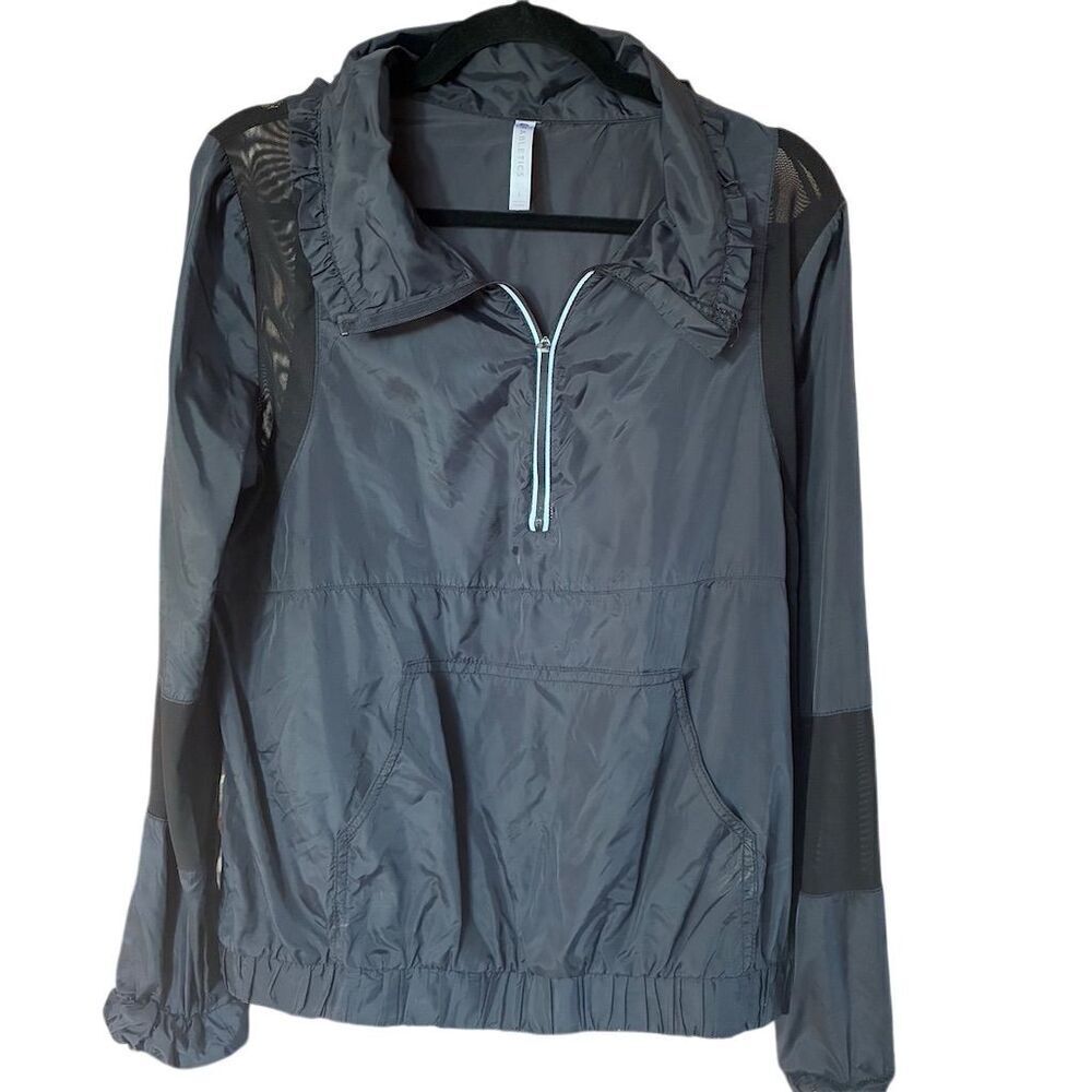Fabletics Women's Black Windbreaker Jacket Size L Lightweight Pullover
